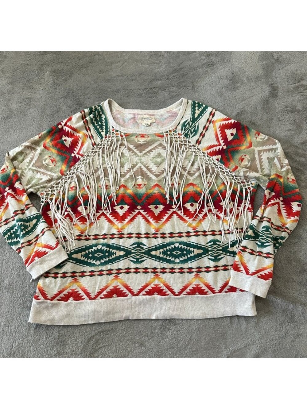Denim & Supply Ralph Lauren Fringe Southwestern Aztec Shirt LARGE